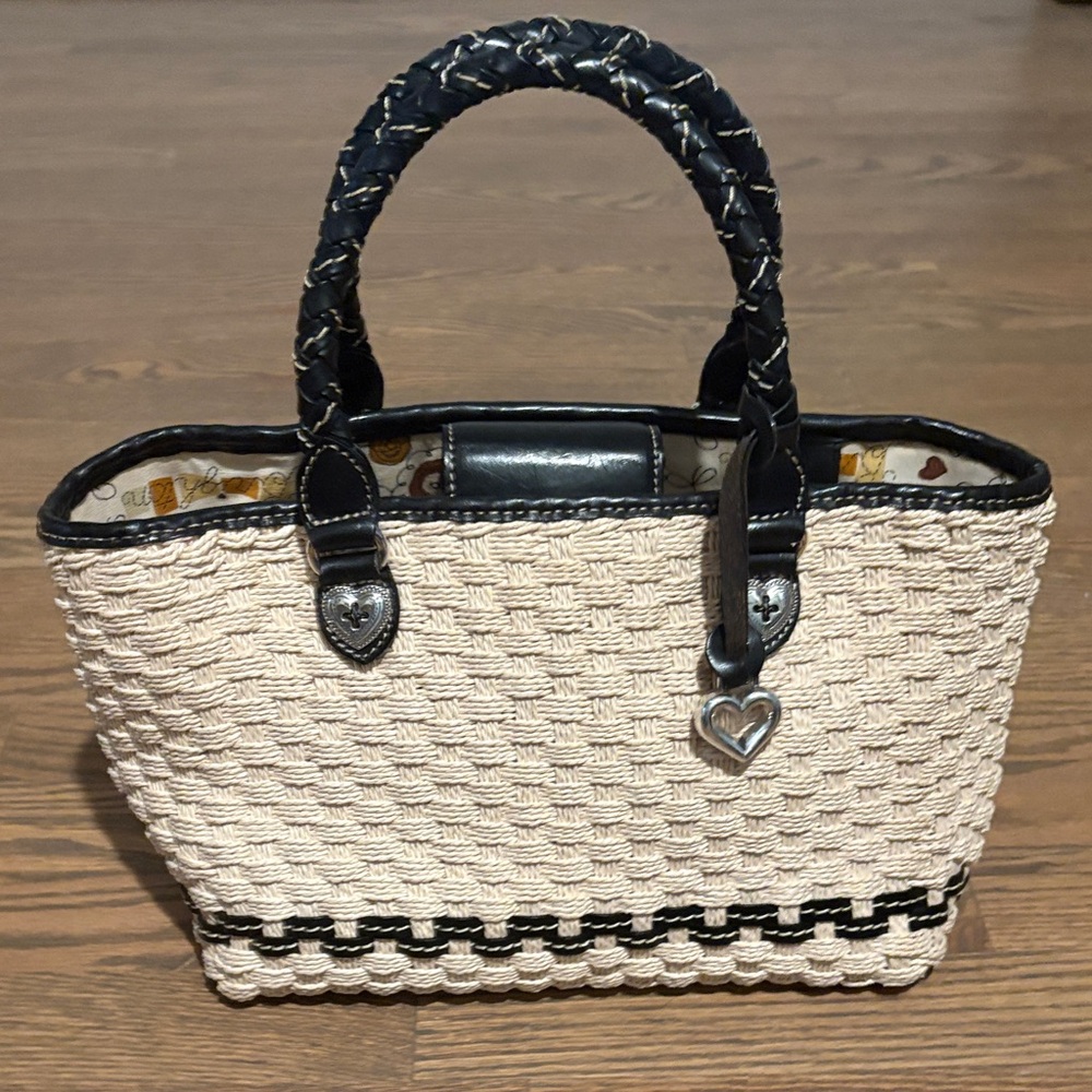 Brighton Cream and Black Woven Tote